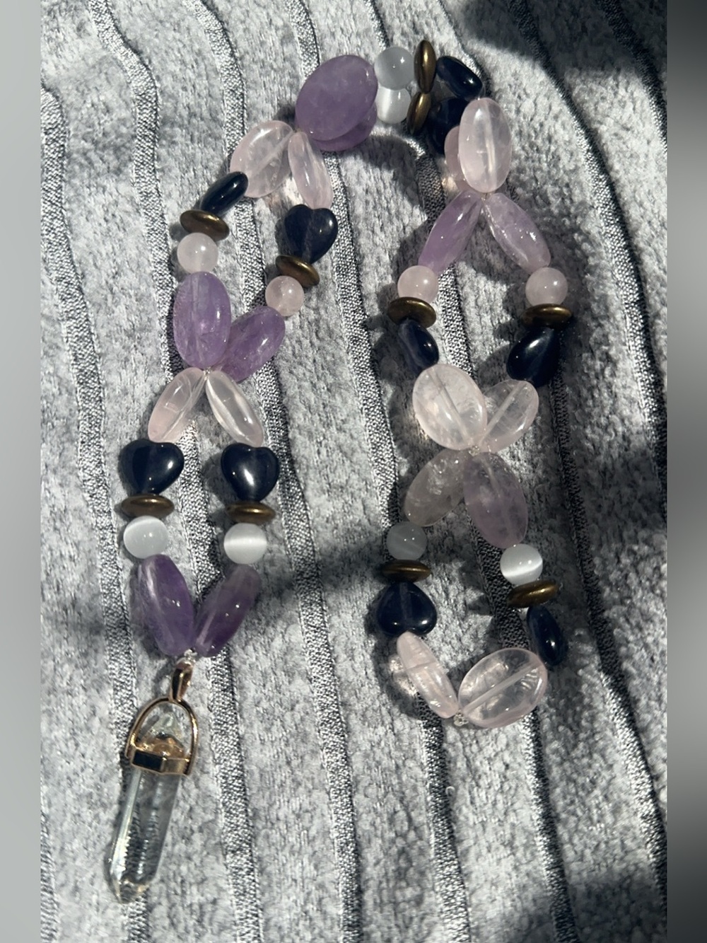 Faded Hidden Treasures HangCharm (Rose Quartz, Lavender Amethyst, White Cat Eye)